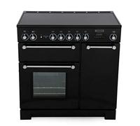 Rangemaster Kitchener KCH90ECBL/C 90cm wide Electric Range Cooker with Ceramic Hob - Black/Chrome - A/A Rated