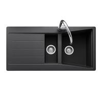 Rangemaster MIC1052AS/ MICA 1000500 1.5B ASH Black inc.Waste Sink and Tap