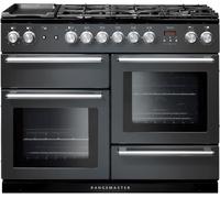 Rangemaster Nexus NEX110DFFSL/C 110cm Dual Fuel Range Cooker with Mixed Fuel Hob - Slate - A/A Rated, Graphite
