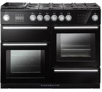 Rangemaster Nexus Steam NEX110SODFFBL/C 110cm wide Dual Fuel Range Cooker with Gas Hob - Black - A Rated, Black