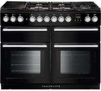 Rangemaster Nexus SE NEXSE110DFFBL/C 110cm wide Dual Fuel Range Cooker with Gas Hob - Black / Chrome - A/A Rated, Black