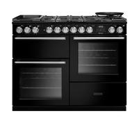 Rangemaster Nexus 110 Offset Cavity NEXO110DFPGBL/CM1 110cm Wide Gloss Black Dual Fuel Freestanding Range Cooker - Chrome Trim
