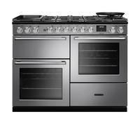 Rangemaster Nexus 110 Offset Cavity NEXO110DFSTST/CM1 110cm Wide Stainless Steel Dual Fuel Freestanding Range Cooker - Chrome Trim