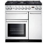 Rangemaster Nexus NEX90DFFWH/C 90cm wide Dual Fuel Range Cooker with Gas Hob - White - A/A Rated, White