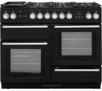 Rangemaster Nexus NEX110DFFBL/C 110cm wide Dual Fuel Range Cooker with Mixed Fuel Hob - Black - A/A Rated, Black