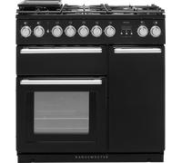 Rangemaster Nexus NEX90DFFBL/C 90cm Dual Fuel Range Cooker with Gas Hob - Black - A/A Rated, Black
