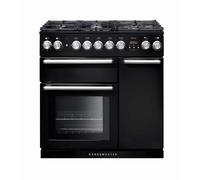 Rangemaster Nexus NEX90DFFBL/C 90cm Wide Black Dual Fuel Freestanding Range Cooker - Chrome Trim