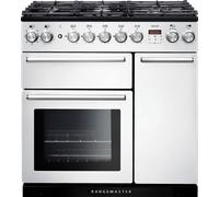 Rangemaster Nexus NEX90DFFWH/C 90cm wide Dual Fuel Range Cooker with Gas Hob - White - A/A Rated, White