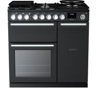 Rangemaster Nexus NEX90DFPCBL/CM1 90cm wide Dual Fuel Range Cooker with Gas Hob - Charcoal Black Black