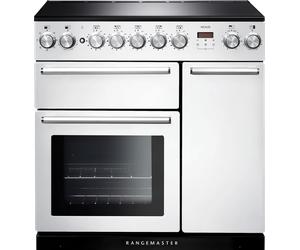 Rangemaster Nexus NEX90EIWH/C 90cm wide Electric Range Cooker with Induction Hob - White / Chrome - A White