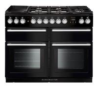 Rangemaster Nexus SE NEXSE110DFFBL/C 110cm wide Dual Fuel Range Cooker with Gas Hob - Black / Chrome - A/A Rated, Black