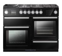 Rangemaster Nexus Steam NEX110SODFFBL/C 110cm Wide Black Dual Fuel Freestanding Range Cooker - Chrome Trim