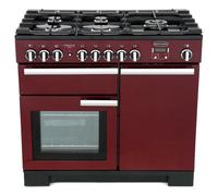 Rangemaster PDL100DFFCY/C Professional Deluxe Cranberry with Chrome Trim 100cm Dual Fuel Range Cooker - Red - A Rated - 97580