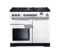 Rangemaster PDL100DFFWH/C Professional Deluxe White with Chrome Trim 100cm Dual Fuel Range Cooker - A Rated - 98950