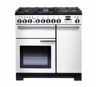 Rangemaster PDL90DFFWH/C Professional Deluxe White / Chrome 90cm Dual Fuel Range Cooker A