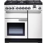 Rangemaster Professional Deluxe PDL90DFFWH/C 90cm Dual Fuel Range Cooker with Gas Hob - White - A/A Rated, White