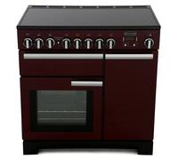 RANGEMASTER Professional Deluxe 90 Electric Induction Range Cooker - Cranberry & Chrome, Cranberry