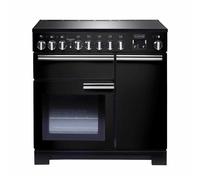 Rangemaster Professional Deluxe PDL90EIGB/C 90cm Electric Range Cooker with Induction Hob - Black / Chrome - A/A Rated, Black