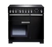 Rangemaster Professional Deluxe PDL90EIGB/C 90cm Electric Range Cooker with Induction Hob - Black / Chrome - A/A Rated, Black