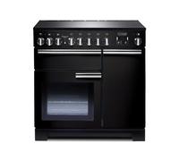 Rangemaster Professional Deluxe PDL90EIGB/C 90cm Electric Range Cooker with Induction Hob - Black / Chrome - A/A Rated, Black