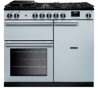 Rangemaster Professional 100 PR100DFPMSB/CM1 100cm wide Dual Fuel Range Cooker with Gas Hob - Misty Blue Blue