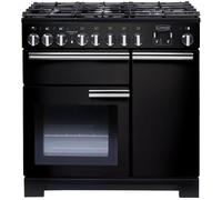 RANGEMASTER Professional Deluxe 90 Dual Fuel Range Cooker - Black & Chrome, Black
