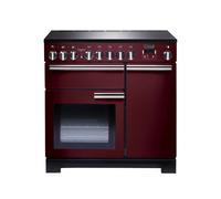 Rangemaster Professional Deluxe PDL90EICY/C 90cm wide Electric Range Cooker with Induction Hob - Cranberry/Chrome - A/A Rated