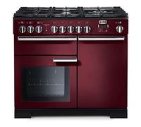 Rangemaster Professional Deluxe PDL100DFFCY/ 100cm Wide Cranberry Dual Fuel Freestanding Range Cooker - Chrome Trim