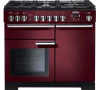Rangemaster Professional Deluxe PDL100DFFCY/C 100cm wide Dual Fuel Range Cooker with Gas Hob - Cranberry - A/A Rated, Red