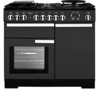 Rangemaster Professional Deluxe PDL100DFFSL/C 100cm Dual Fuel Range Cooker with Gas Hob - Slate - A/A Rated, Graphite
