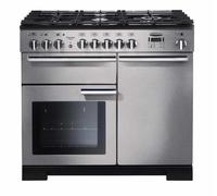 Rangemaster Professional Deluxe PDL100DFFSS/ 100cm Wide Stainless Steel Dual Fuel Freestanding Range Cooker - Chrome Trim