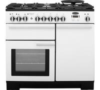 Rangemaster Professional Deluxe PDL100DFFWH/C 100cm wide Dual Fuel Range Cooker with Gas Hob - White - A/A Rated, White