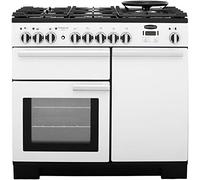 Rangemaster Professional Deluxe PDL100DFFWH/C 100cm wide Dual Fuel Range Cooker with Gas Hob - White - A/A Rated, White