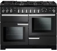 Rangemaster Professional Deluxe PDL110DFFCB/C 110cm Dual Fuel Range Cooker with Gas Hob - Charcoal Black - A/A/A Rated, Black