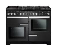 Rangemaster Professional Deluxe PDL110DFFCB/C 110cm Wide Charcoal Black Dual Fuel Freestanding Range Cooker - Chrome Trim