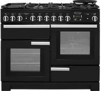 Rangemaster PDL110DFFGB/C Professional Deluxe Black / Chrome 110cm Dual Fuel Range Cooker A