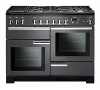 Rangemaster Professional Deluxe PDL110DFFSL/C 110cm Wide Slate Dual Fuel Freestanding Range Cooker - Chrome Trim