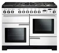 Rangemaster Professional Deluxe PDL110DFFWH/C 110cm wide Dual Fuel Range Cooker with Gas Hob - White - A/A Rated