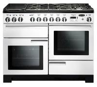 Rangemaster Professional Deluxe PDL110DFFWH/C 110cm wide Dual Fuel Range Cooker with Gas Hob - White - A/A Rated, White