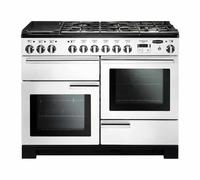 Rangemaster Professional Deluxe PDL110DFFWH/C 110cm Wide White Dual Fuel Freestanding Range Cooker - Chrome Trim