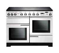 Rangemaster Professional Deluxe PDL110EIWH/C 110cm wide Electric Range Cooker with Induction Hob - White / Chrome - A/A Rated