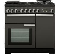 Rangemaster Professional Deluxe PDL90DFFSL/C 90cm Dual Fuel Range Cooker with Gas Hob - Slate - A/A Rated, Graphite