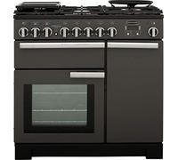 Rangemaster Professional Deluxe PDL90DFFSL/C 90cm wide Dual Fuel Range Cooker with Gas Hob - Slate - A