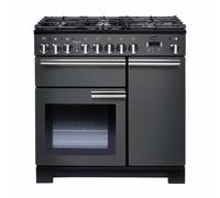 Rangemaster Professional Deluxe PDL90DFFSL/C 90cm Wide Slate Dual Fuel Freestanding Range Cooker - Chrome Trim