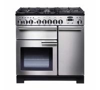 Rangemaster Professional Deluxe PDL90DFFSS/C 90cm Wide Stainless Steel Dual Fuel Freestanding Range Cooker - Chrome Trim