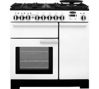 Rangemaster Professional Deluxe PDL90DFFWH/C 90cm wide Dual Fuel Range Cooker with Gas Hob - White - A/A Rated