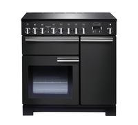 Rangemaster Professional Deluxe PDL90EICB/C 90cm Wide Charcoal Black Induction Freestanding Range Cooker - Chrome Trim