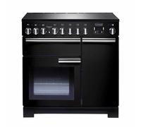 Rangemaster Professional Deluxe PDL90EIGB/C 90cm Wide Gloss Black Induction Freestanding Range Cooker - Chrome Trim