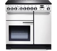 Rangemaster Professional Deluxe PDL90EIWH/C 90cm Electric Range Cooker with Induction Hob - White / Chrome - A/A Rated, White
