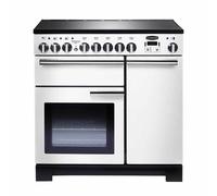 Rangemaster Professional Deluxe PDL90EIWH/C 90cm Wide White Induction Freestanding Range Cooker - Chrome Trim